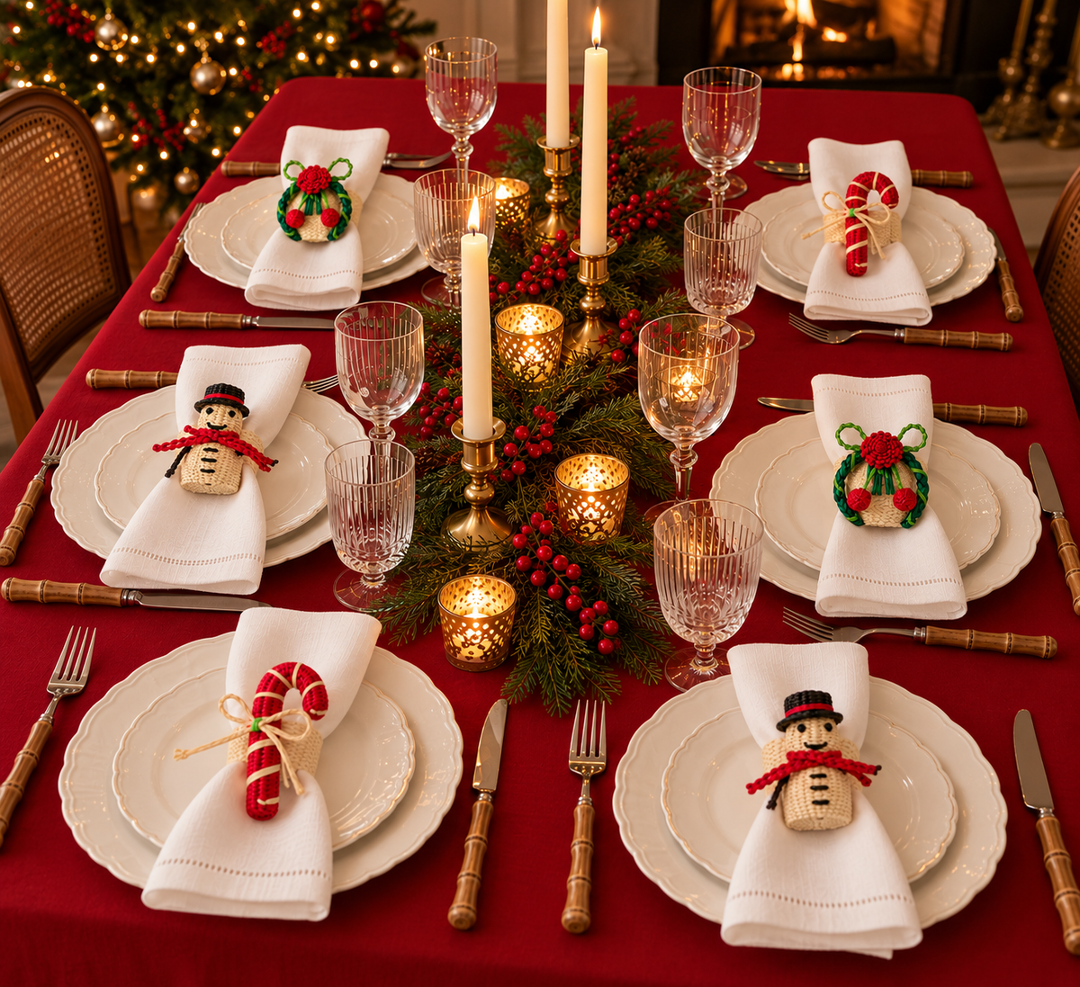 Christmas Charm Napkin Rings set of 6