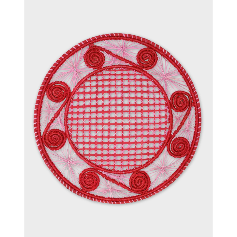 Caracol Placemat in pink and red