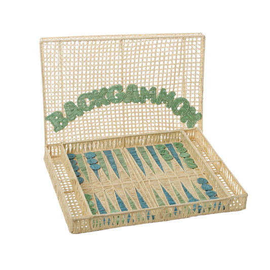 Handwoven Backgammon Set -  PRE ORDER  in mint and pastel blue