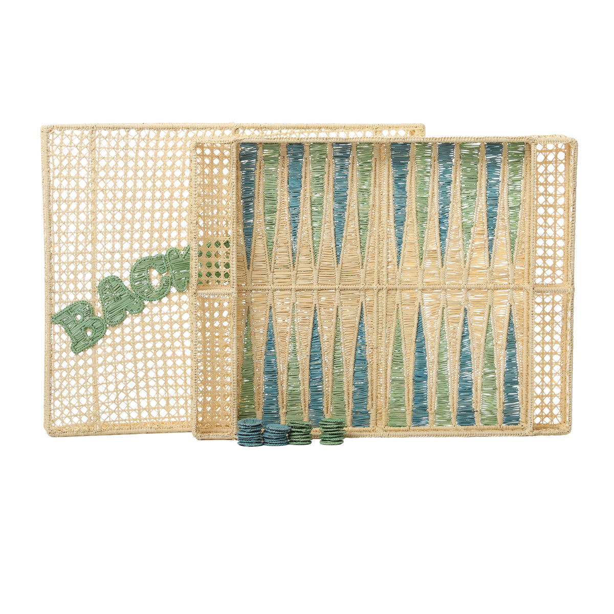 Handwoven Backgammon Set -  PRE ORDER  in mint and pastel blue