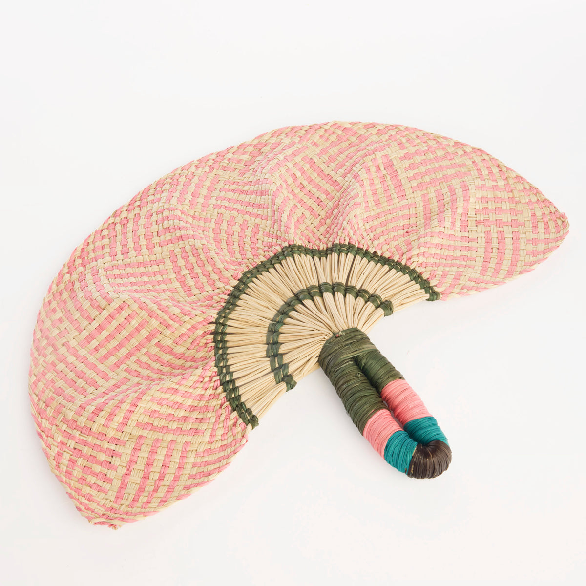 Medialuna pink and olive green fan
