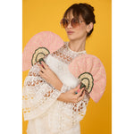 Load image into Gallery viewer, Medialuna pink and olive green fan
