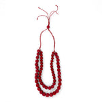 Load image into Gallery viewer, Double Strand bolitas necklace in red
