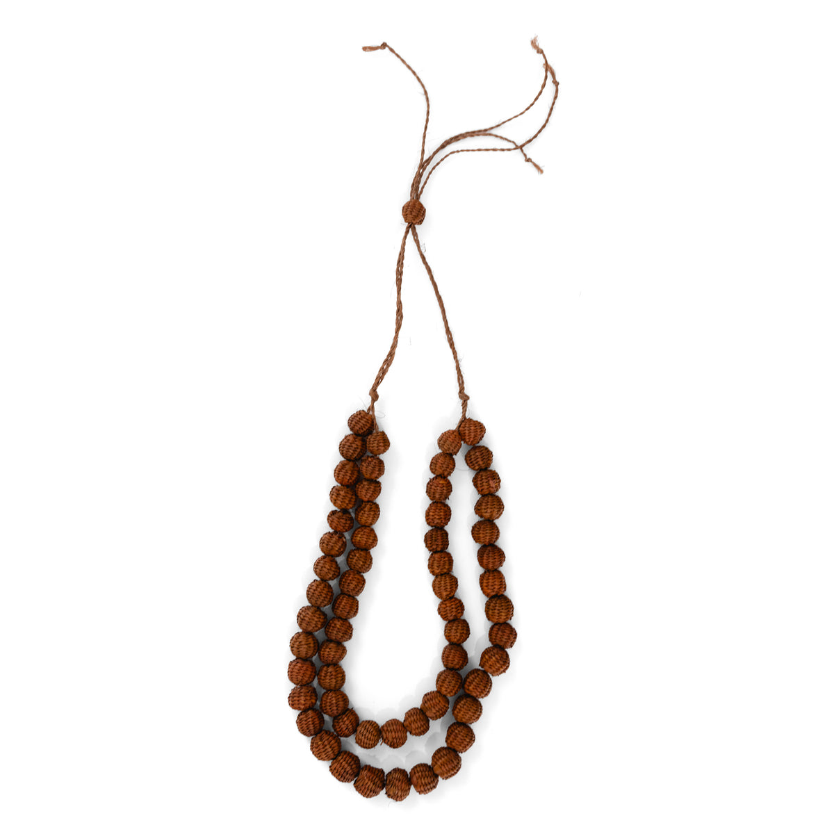 Double strand bolitas necklace in brown