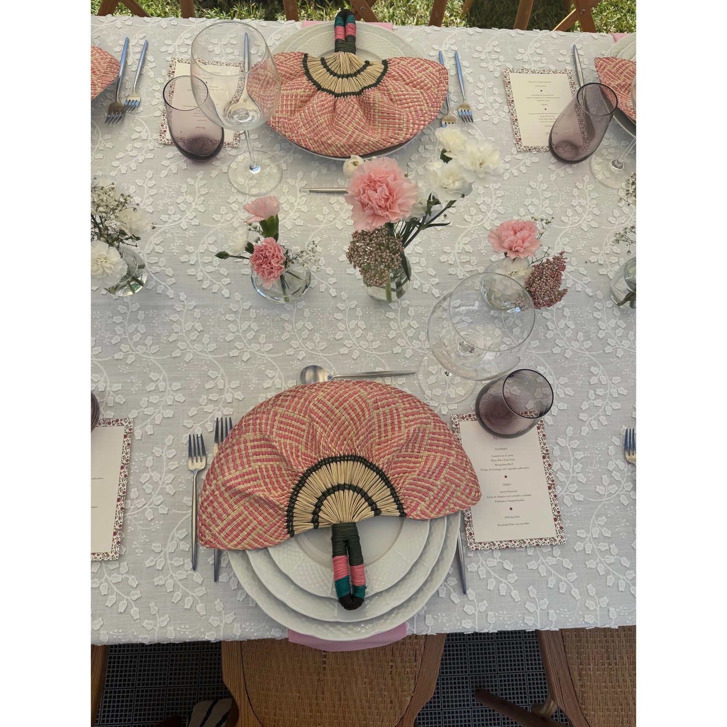 Medialuna pink and olive green fan