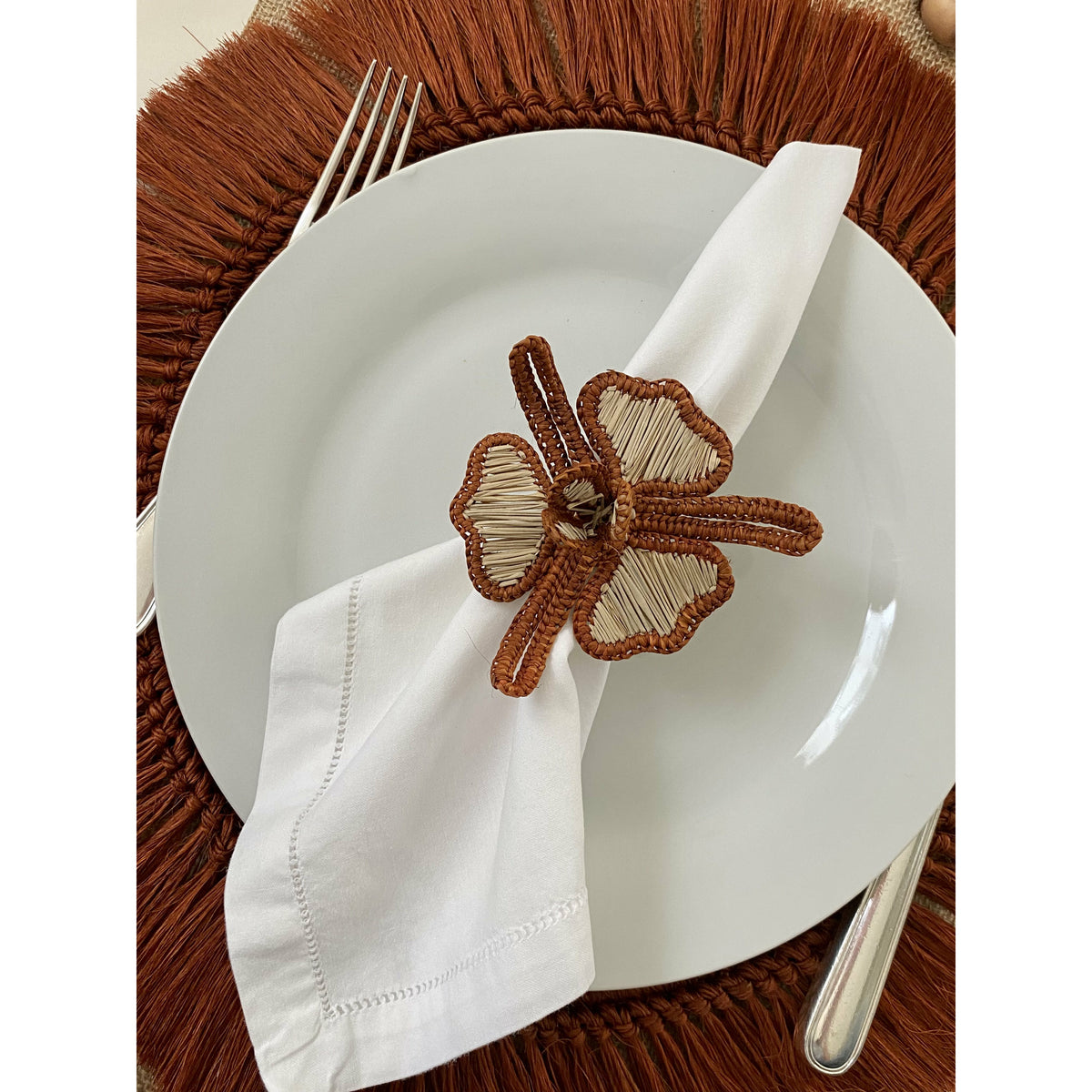 Flor napkin ring  in natural brown (set of 6)